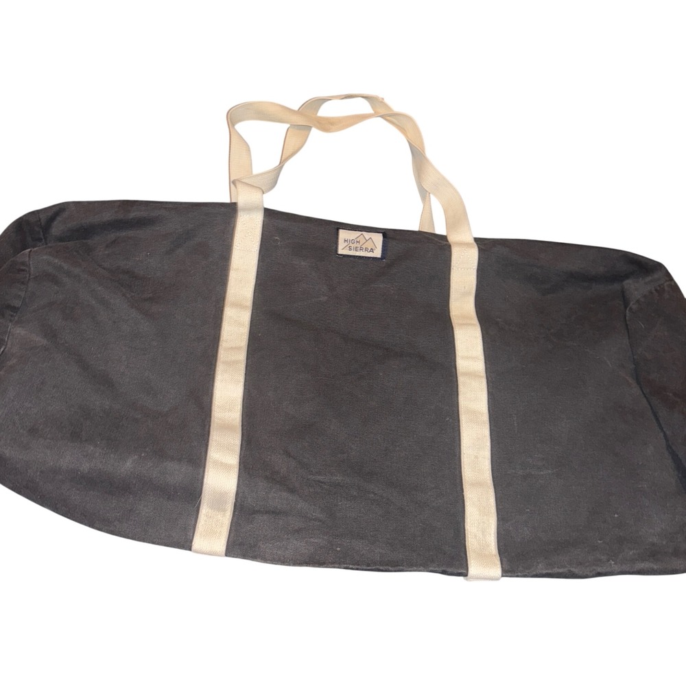 High Sierra Vintage Canvas Duffel Bag Black Large Travel Gym Weekend Barrel Bag